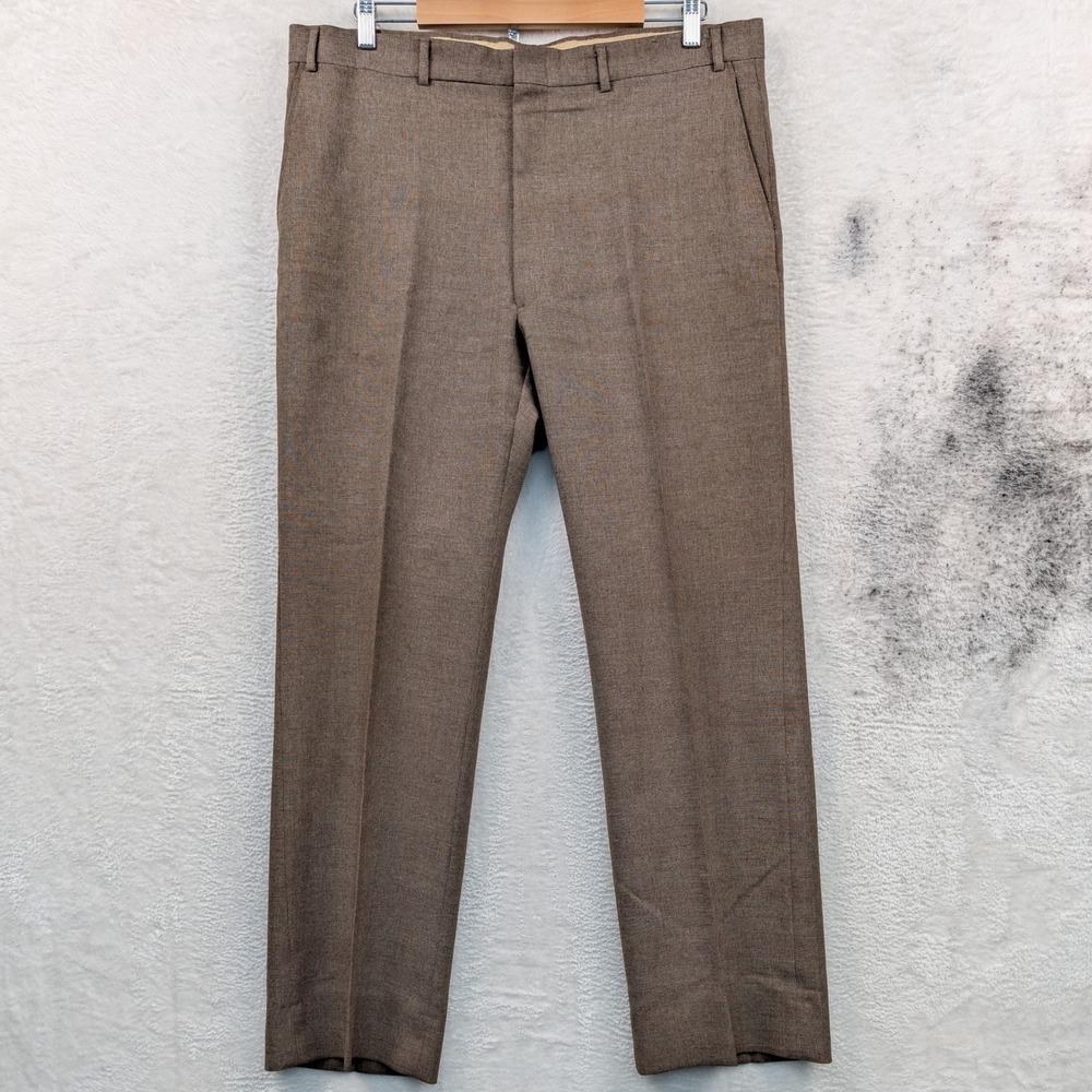 VTG Sears Roebuck and Co. Dress Pants Men's 38x30 Brown Textured Flare Talon 70s